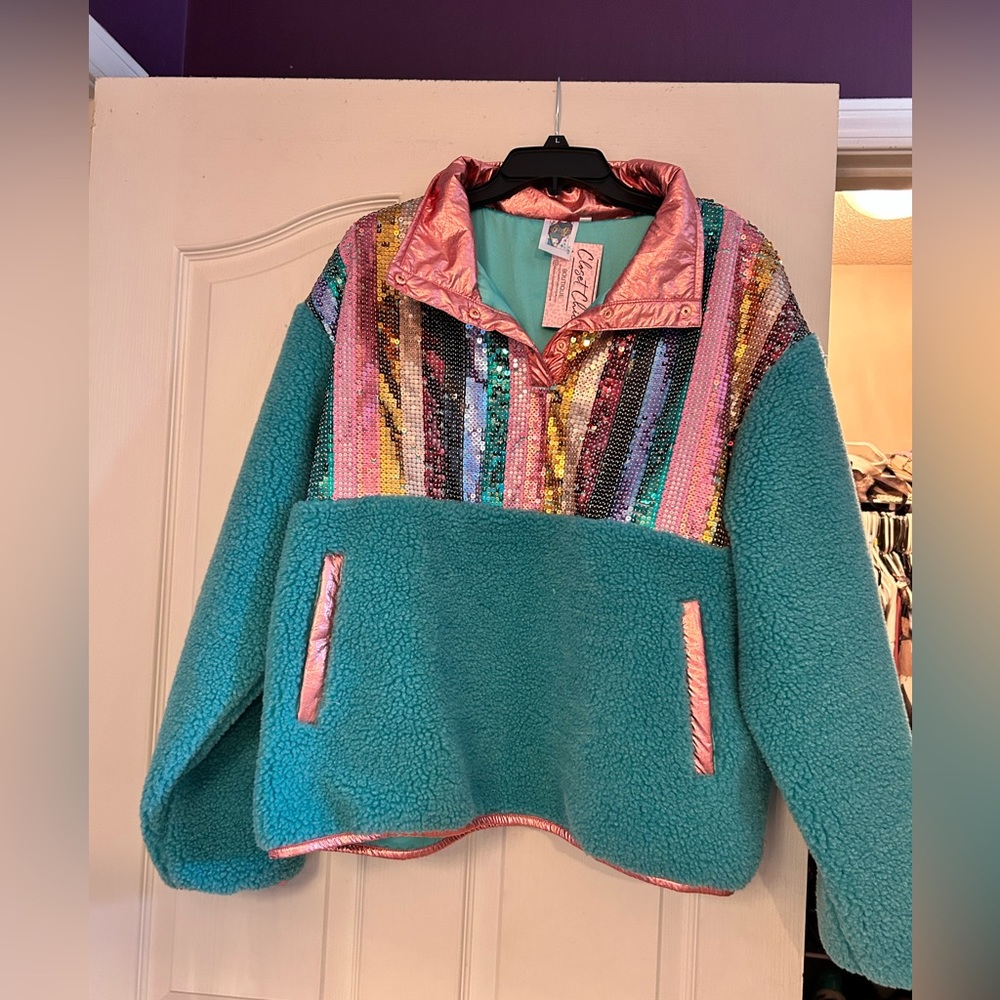 Queen of Sparkles Fleece Sequins Pullover!!